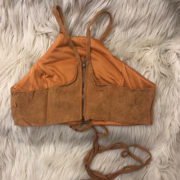 Boho high neck halter tie around crop top - Picture 6 of 8